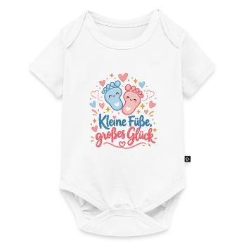 Kleine Füße, großes Glück - Baby Premium Kurzarmbody - Weiß - Vorne