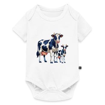Holstein und Kälber Kuh - Baby Premium Kurzarmbody - Weiß - Vorne