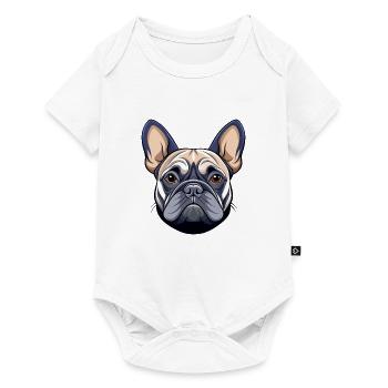 Französischer Bulldoggenkopf - Baby Premium Kurzarmbody - Weiß - Vorne