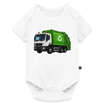 Grüner Müllwagen Recycling - Baby Premium Kurzarmbody - Weiß - Vorne