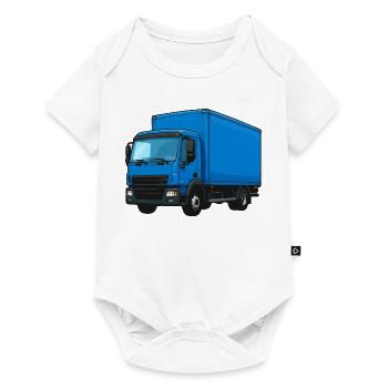 Blauer LKW Kraftvoller Transporter - Baby Premium Kurzarmbody - Weiß - Vorne