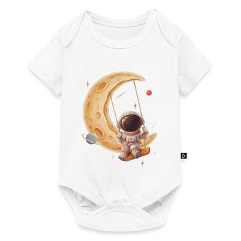 Astronaut schaukelt auf goldenem Halbmond - Baby Premium Kurzarmbody - Weiß - Vorne