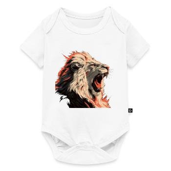 Löwenporträt im Flammenlook - Baby Premium Kurzarmbody - Weiß - Vorne