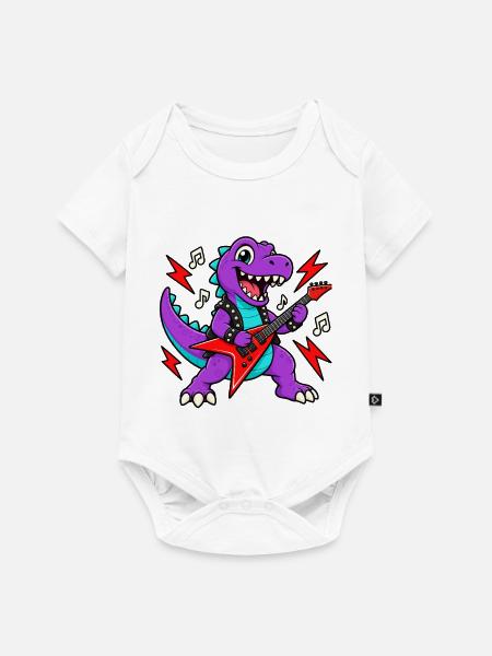 Dino Gitarrist - Baby Premium Kurzarmbody - Weiß
