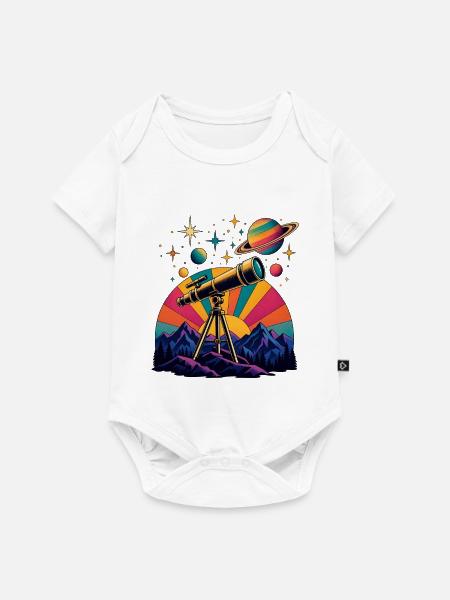 Teleskop Astronomie – Sternenhimmel - Baby Premium Kurzarmbody - Weiß