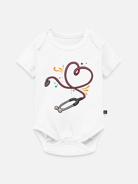 Nurse Life Stethoskop - Baby Premium Kurzarmbody - Weiß