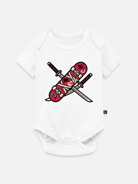 Skateboard Katana Wappen Logo - Baby Premium Kurzarmbody - Weiß