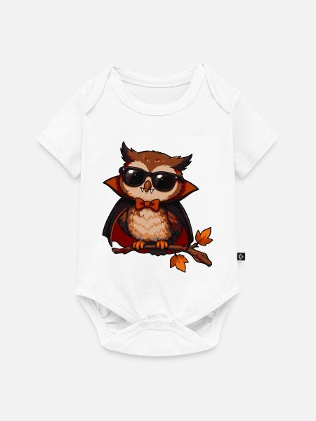 Sonnenbrillen-Eule im Cape - Baby Premium Kurzarmbody - Weiß