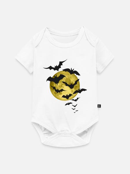 Fledermäuse und Gelber Mond - Baby Premium Kurzarmbody - Weiß