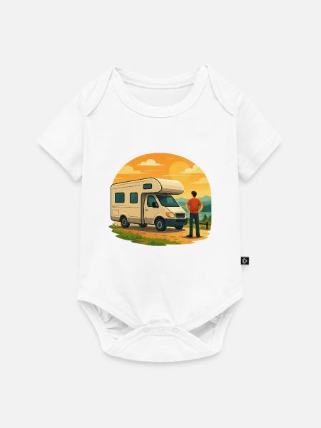 Geschenk zur ersten Tour im Wohnmobil - Baby Premium Kurzarmbody - Weiß