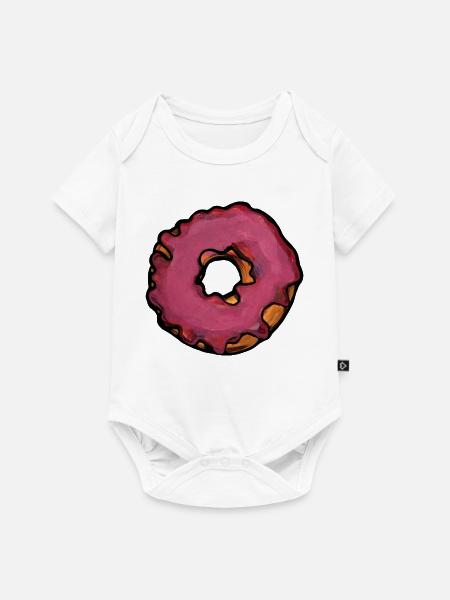Rosa glasierte Donut-Abstrakte Illustration - Baby Premium Kurzarmbody - Weiß