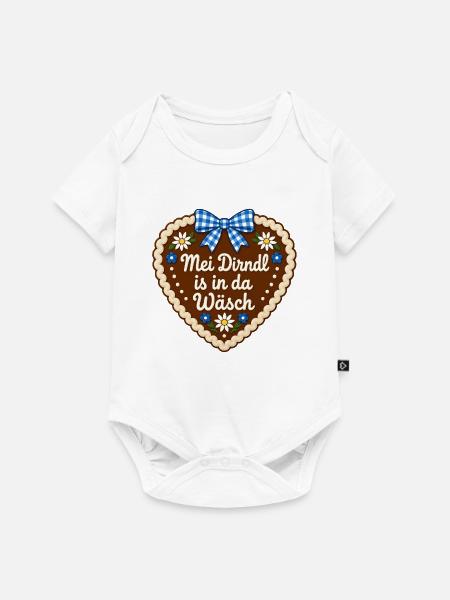 Dirndl in der Wäsch – Lebkuchenherz - Baby Premium Kurzarmbody - Weiß