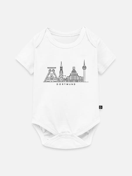 Dortmund Skyline – Line Art - Baby Premium Kurzarmbody - Weiß