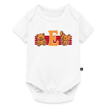 Baby Name Buchstabe E Vorname Teddybär Elefant - Baby Premium Kurzarmbody - Weiß - Vorne