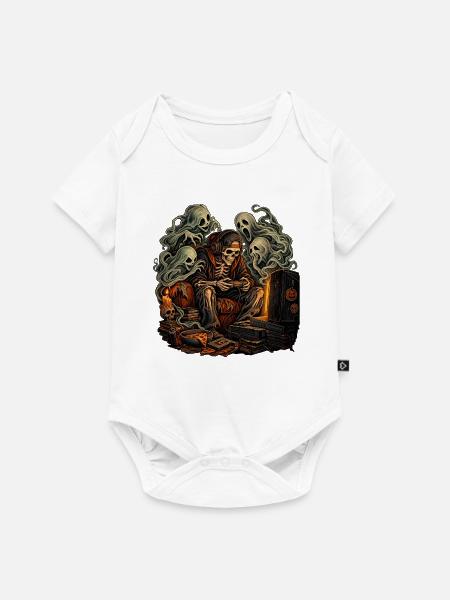 Gruseliger Gamer Skelett Halloween - Baby Premium Kurzarmbody - Weiß