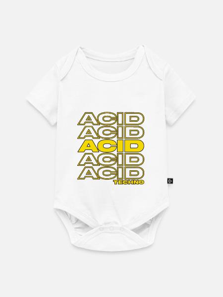 Acid Techno – Gelbe Schriftreihen - Baby Premium Kurzarmbody - Weiß