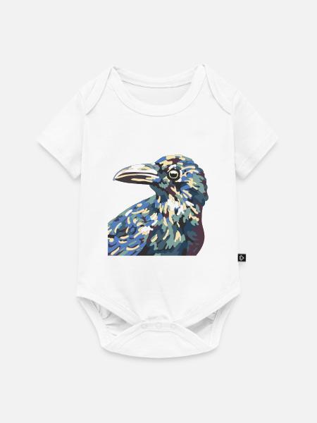 Kaleidoskop-Rabe Farbexplosion - Baby Premium Kurzarmbody - Weiß