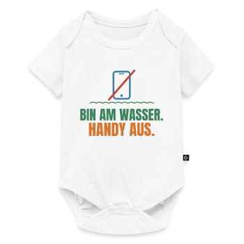 Bin am Wasser. Handy aus. – Angler Spruch - Baby Premium Kurzarmbody - Weiß - Vorne