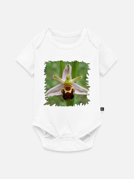 Bienenragwurz Blüte im Schwarzrand - Baby Premium Kurzarmbody - Weiß