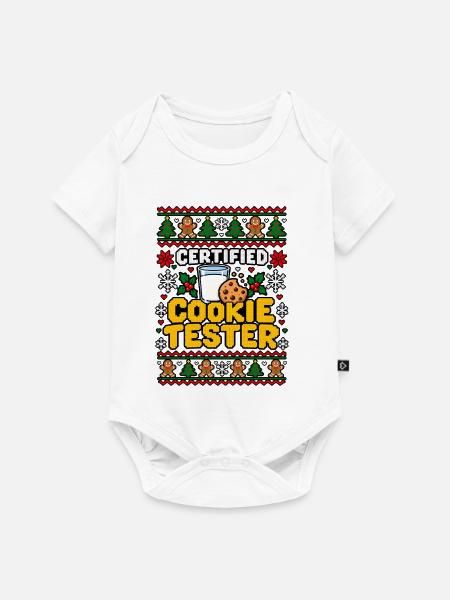 Zertifizierter Cookie Tester - Baby Premium Kurzarmbody - Weiß