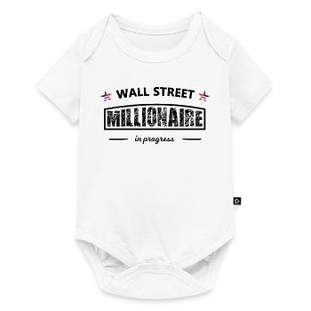 Wall Street Millionär in Progress – Börsen Spruch - Baby Premium Kurzarmbody - Weiß - Vorne