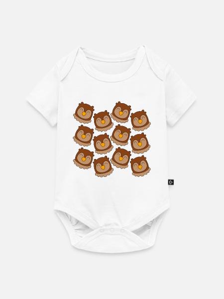 Cartoon-Eulenkopf - Baby Premium Kurzarmbody - Weiß