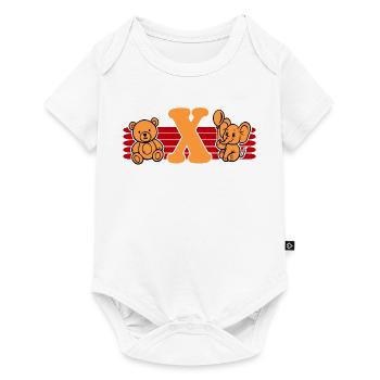 Baby Name Buchstabe X Vorname Teddybär Elefant - Baby Premium Kurzarmbody - Weiß - Vorne