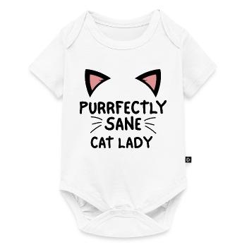 Purrfekt vernünftige Katzen-Damen-Shirt | Lustiges Katzen-Mama-T-Shirt - Baby Premium Kurzarmbody - Weiß - Vorne