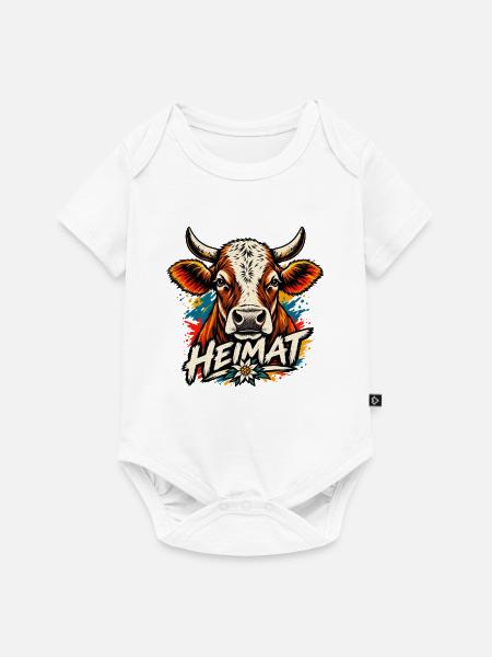 Heimat Kuh Kunstprint - Baby Premium Kurzarmbody - Weiß