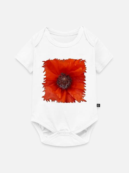 Orangerot Mohnblüte Nahaufnahme - Baby Premium Kurzarmbody - Weiß