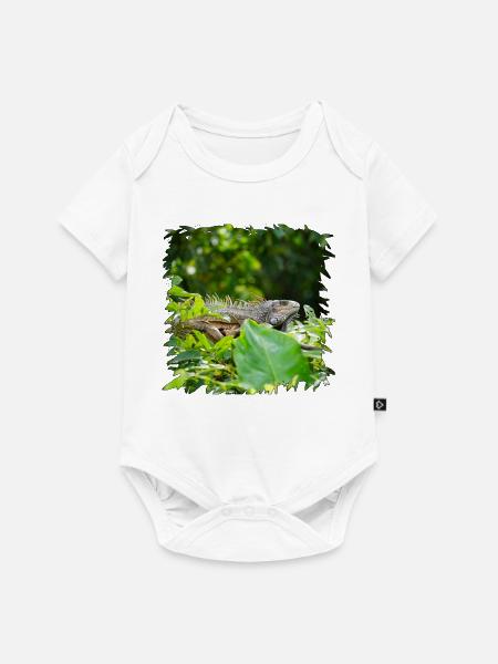 Dschungel-Leguan im Blätterdach - Baby Premium Kurzarmbody - Weiß