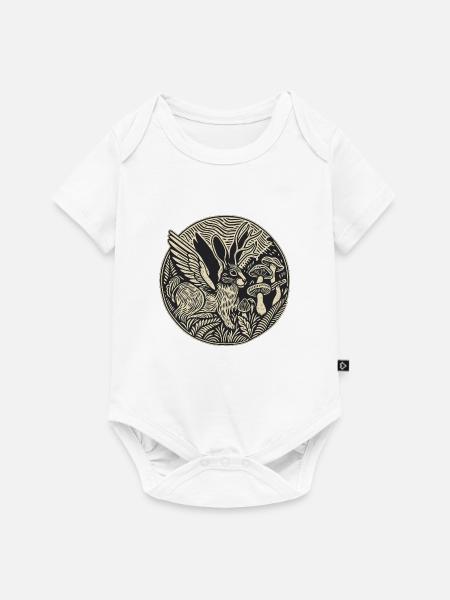 Wolpertinger im Linolschnitt - Baby Premium Kurzarmbody - Weiß