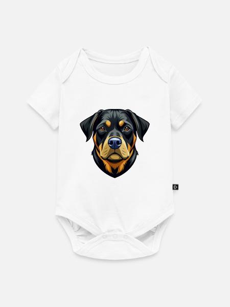 Rottweiler-Hundekopf - Baby Premium Kurzarmbody - Weiß