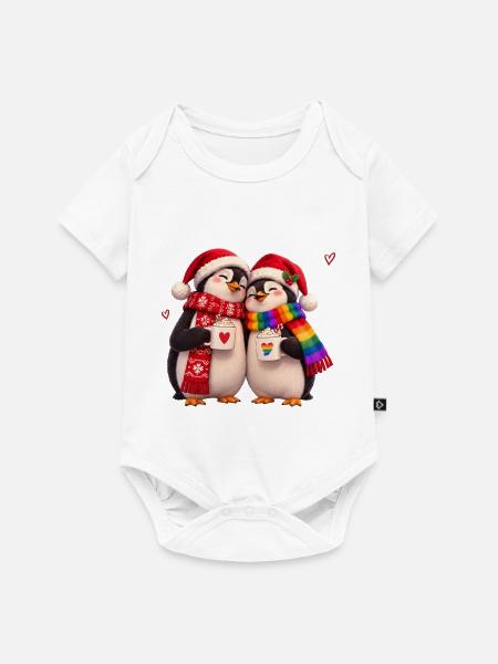 Weihnachten Pinguine – Liebe & Pride - Baby Premium Kurzarmbody - Weiß