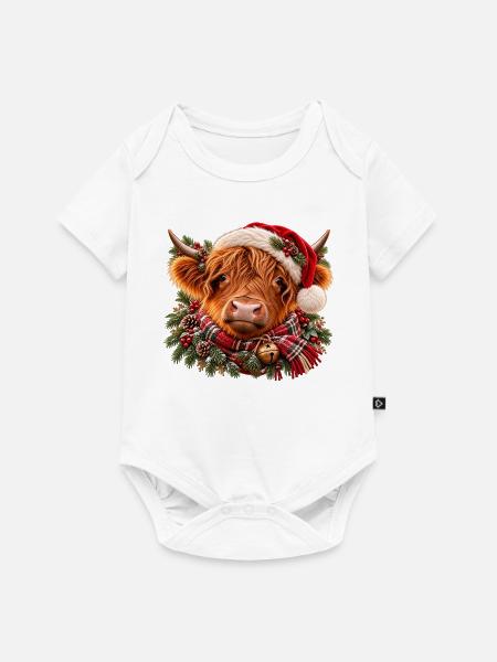 Highland Kuh in Weihnachtsstimmung - Baby Premium Kurzarmbody - Weiß