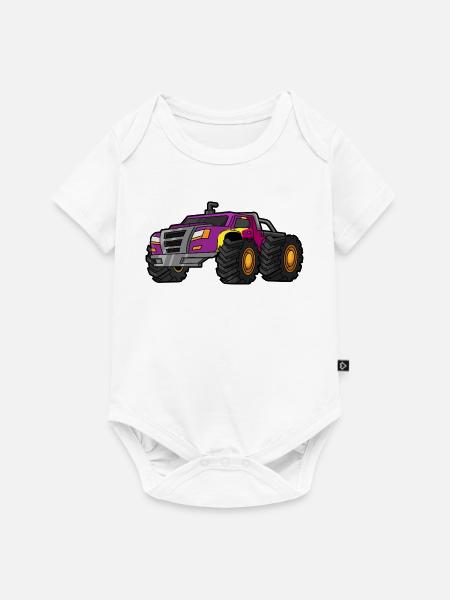 Monstertruck Big Wheels - Baby Premium Kurzarmbody - Weiß