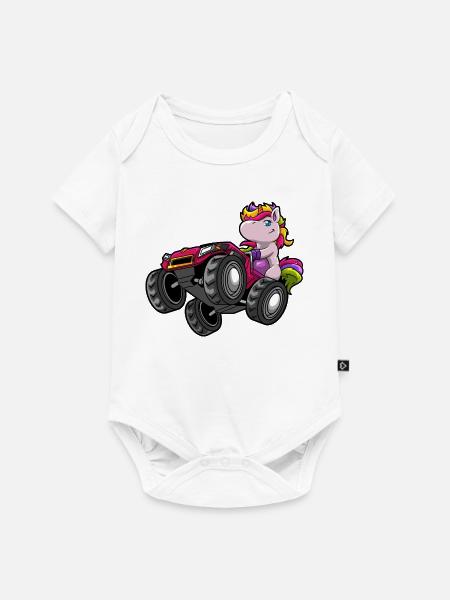 Einhorn Monstertruck - Baby Premium Kurzarmbody - Weiß