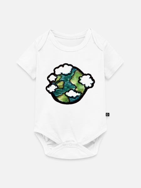 Aquarell Erde mit Wolken - Baby Premium Kurzarmbody - Weiß