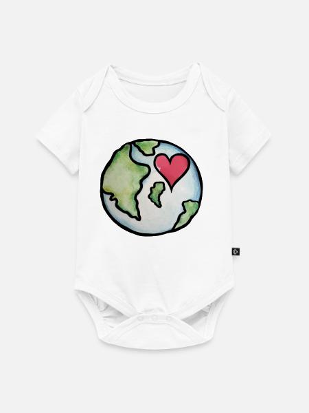 Earth Heart: Globale Liebesillustration - Baby Premium Kurzarmbody - Weiß