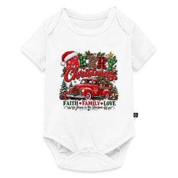 Vintage-Weihnachts-Roter Lastwagen - Baby Premium Kurzarmbody - Weiß - Vorne