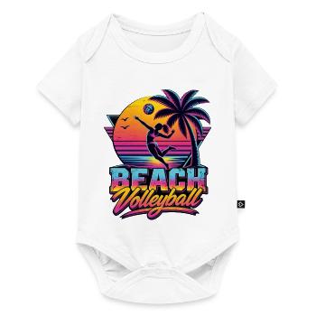 Beachvolleyball Neon Sunset – Retro Beach Vibes - Baby Premium Kurzarmbody - Weiß - Vorne
