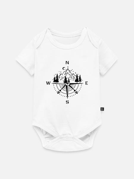 Berge | Wandern | Kompass Landschaft - Baby Premium Kurzarmbody - Weiß