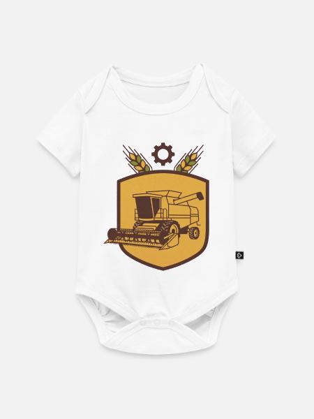 Lohnunternehmen Wappen Mähdrescher – personalisier - Baby Premium Kurzarmbody - Weiß