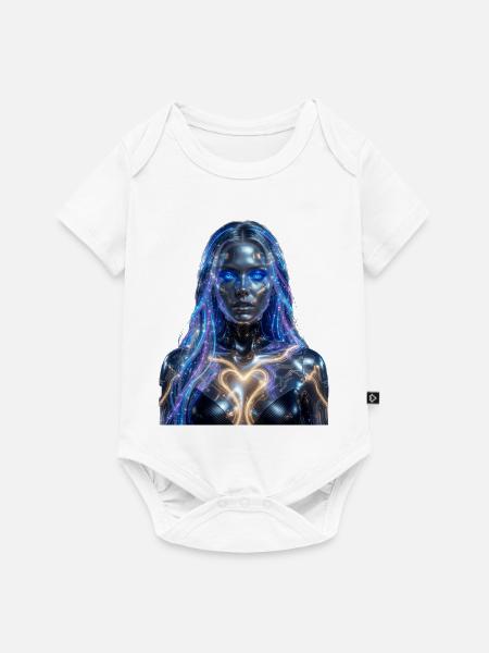 Neon-Cyborg mit erleuchtetem Herzen - Baby Premium Kurzarmbody - Weiß