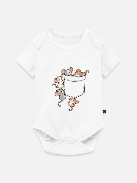 Verspielte Mäuse - Baby Premium Kurzarmbody - Weiß