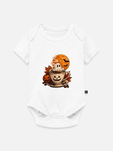 Halloween-Kaffee mit Spuk und Kürbiszauber - Baby Premium Kurzarmbody - Weiß