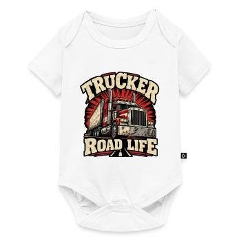 Trucker Road Life Vintage-Grafik - Baby Premium Kurzarmbody - Weiß - Vorne