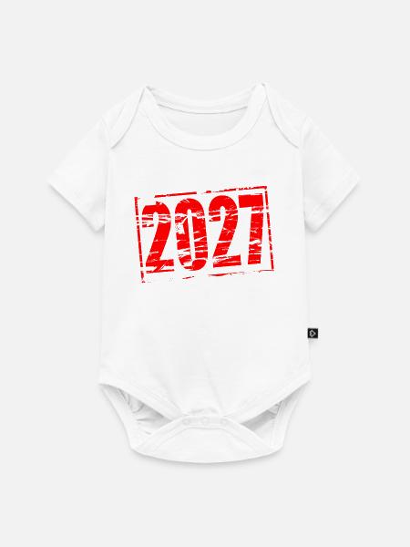 2027 ROTER GUMMISTEMPEL - Baby Premium Kurzarmbody - Weiß