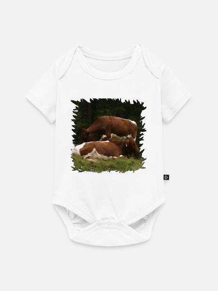 Pinzgauer Rindvieh auf der Weide - Baby Premium Kurzarmbody - Weiß