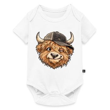 Lustiger Highland Cow Trucker Cap Farm Tier Humor - Baby Premium Kurzarmbody - Weiß - Vorne